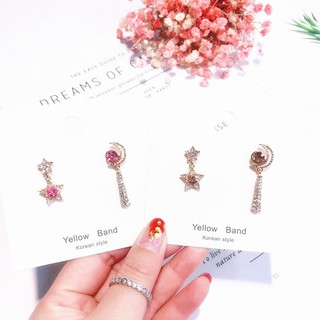 ต่างหูเจาะ ดาวพระจันทร์ งานเงิน S925 (พร้อมส่ง)