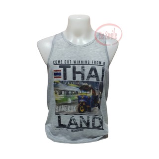 เสื้อกล้าม ลาย BANGKOK ใส่สบาย ไม่รัดรูป เลือกสีได้ แต่คละลาย สีเทาอ่อน