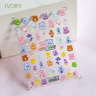 Ivory สติกเกอร์ ลายหมีน่ารัก 5D สําหรับติดตกแต่งเล็บ 1 ชิ้น