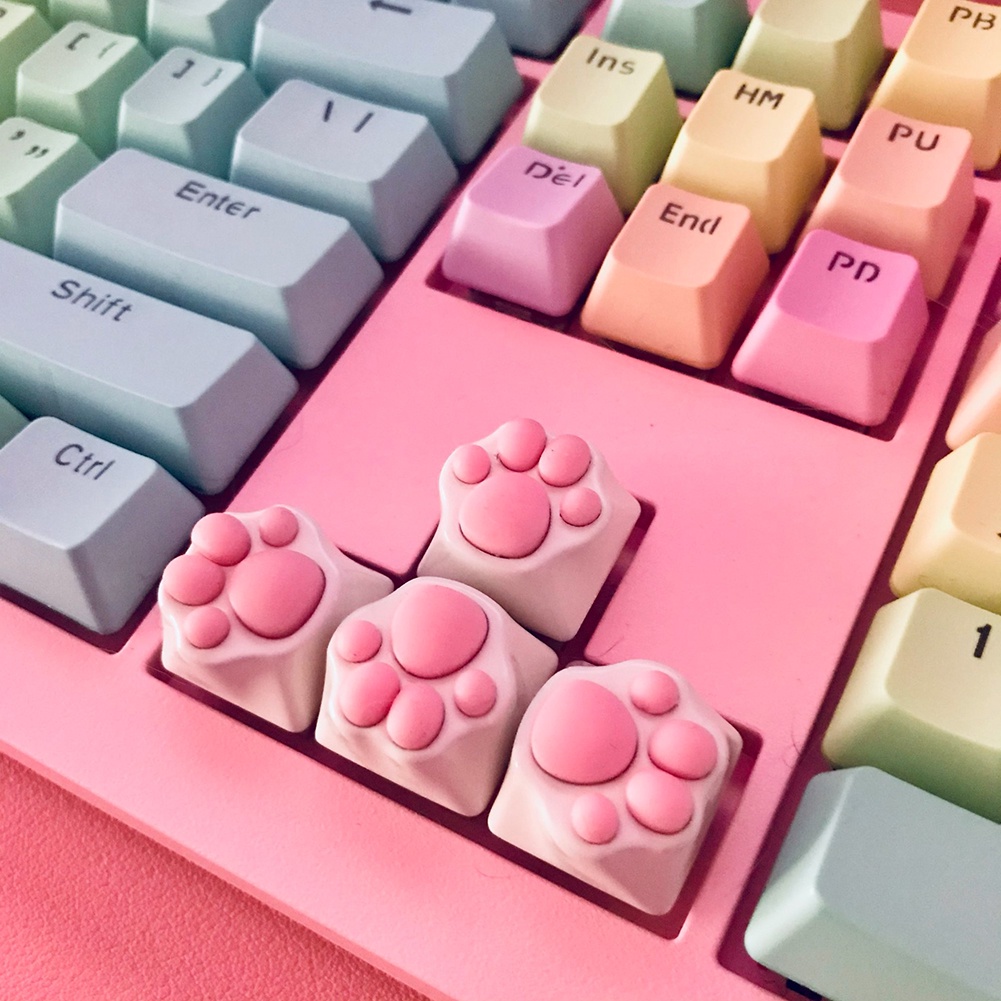 แป้นพิมพ์คอมพิวเตอร์ Cute Keycaps 3D Soft Silicone Cat Paw Pad ...