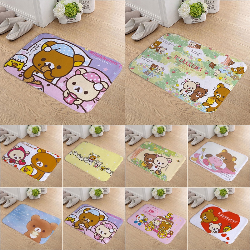 พรมเช็ดเท้า ลาย Kawasaki Rilakkuma สําหรับห้องนอน ระเบียง ห้องน้ํา ห้องครัว ทางเข้าบ้าน