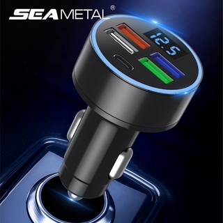 SEAMETAL ที่ชาร์จในรถยนต์ PD + USB 5 พอร์ตชาร์จเร็ว DC 12V / 24V ปลั๊กอะแดปเตอร์ไฟอัตโนมัติพร้อมจอแสดงผล LED แรงดันไฟฟ้า