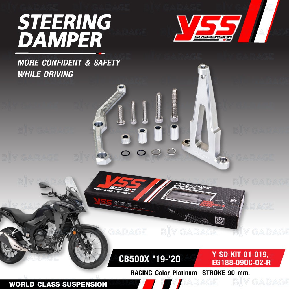 YSS ขาจับ / กันสะบัด STEERING DAMPER CLAMP SET รุ่น Racing สำหรับ CB500X 2019-2020 [EG188-090C-02-R , Y-SD-KIT-01-019]