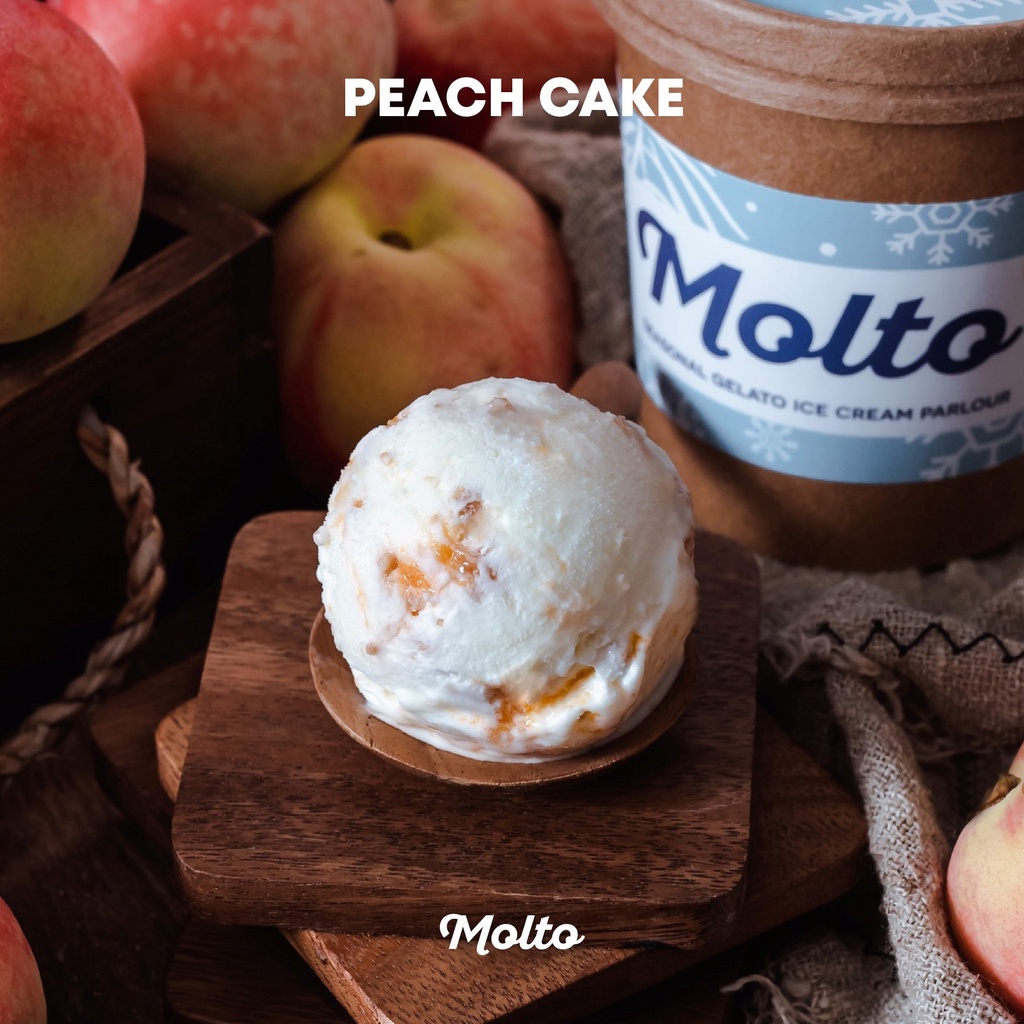 Peach Cake (ไอศกรีม พีช เค้ก 1 ถ้วย 16 oz.) - Molto premium Gelato