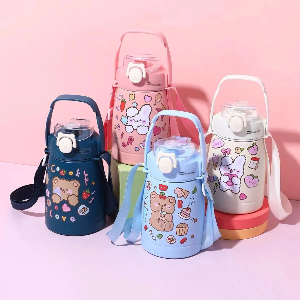 พร้อมส่ง1.1Lระติกน้ำสแตนเลส เก็บร้อน-เย็น กระติกน้ำ กระติกน้ำ มีหูจับพกพาง่าย กระติกน้ำเด็กเก็บอุณหภูมิ