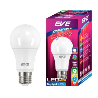 LED A60 Dimmable bulb 9W Daylight EVE หรี่ไฟได้ ด้วย สวิทซ์หรี่ไฟ แสงขาว