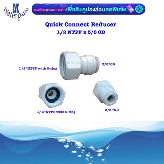 ต่อตรงเกลียวในลด 4 หุน ออก 3 หุน พร้อมแหวนยาง (Quick Reduce Connector 1/2"NTPF x3/8"OD)