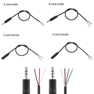 สายสัญญาณเสียงสเตอริโอ Aux 3.5 มม. 3 Pin 4 Core Male Female 3 4 สาย DIY 5 ชิ้น