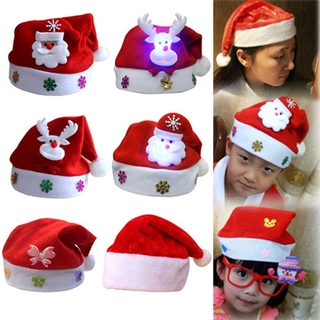 [สินค้าขายดี] หมวกคริสต์มาส มีไฟ LED แบบนุ่ม แฟชั่น สําหรับเด็ก และผู้ใหญ่