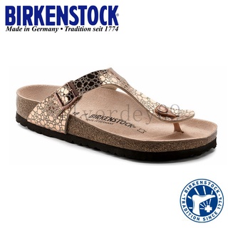 BIRKENSTOCK รองเท้าแตะ หนังงู สีดํา สีทอง