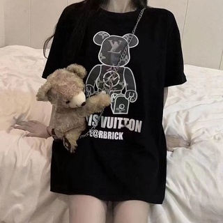 เสื้อยืดแขนสั้น ผ้าฝ้ายแท้ ทรงหลวม พิมพ์ลายตัวอักษร Violent Bear สไตล์สตรีท สําหรับผู้ชาย และผู้หญิง