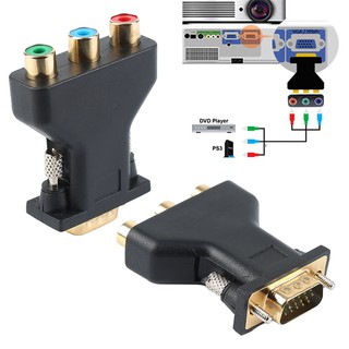 ปลั๊กแปลง ปลั๊กเชื่อมต่อ VGA Video To 15-Pin RCA RGB Female Component Video