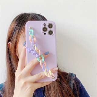 เคส OPPO A77s A57 A54 A16 A93 A15 A15S A53 A33 A31 A9 A5 2020 A12 A7 A5S A92 A52 A3S A1K A37 A37F F11 F9 F7 F5 A95 A74 Reno7 Z Reno8 Z Reno5 4G 5G Realme 5i 5 C2 C1 Pro Purple Rainbow Bear Bracelet Camera Soft Case