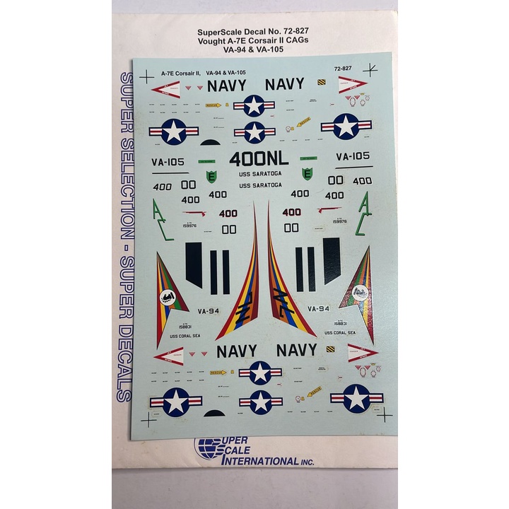 SUPERSCALE DECAL 72-827 A-7E Corsair II VA-94 & VA-105 1/72 - DECAL