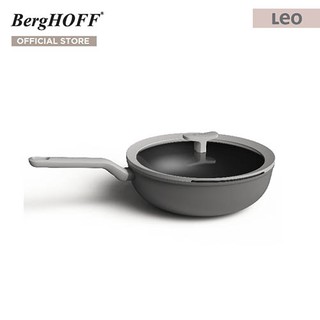 BergHOFF กระทะทรงวอคพร้อมฝาอะลูมิเนี่ยมเคลือบ Non-Stick Fernogreen รุ่น Leo   28 ซม. 4.2 ลิตร  สีเทา 3950171