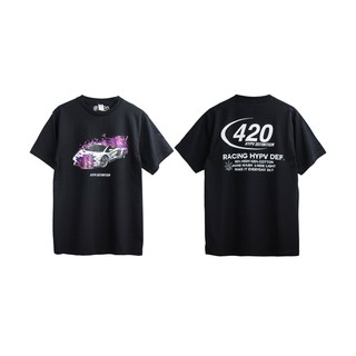 เสื้อยืดโอเวอร์ไซส์HYT06 เสื้อยืดรถแข่ง ดำ-ชมพูS-3XL