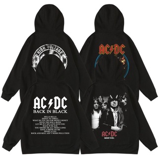 tshirtวงดนตรีฮาร์ดร็อกเมทัลยอดนิยมของยุโรปและอเมริกา ACDC ฤดูใบไม้ร่วงและฤดูหนาว บวกกับเสื้อสเวตเตอร์มีฮู้ดขนแกะสำหรับผู