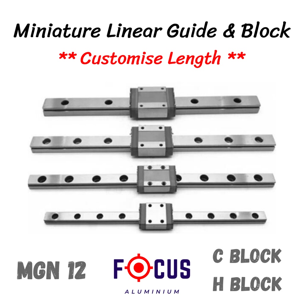 ความแม่นยําสูง MGN 12 Miniature Linear Guide Rail Guideway (MGN) & Linear Block MGN12C MGN12H ความยา