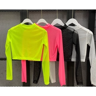 💕ShopBypuy💕เสื้อครอปซีทรูแขนยาว🔥เข้าครบสี🔥