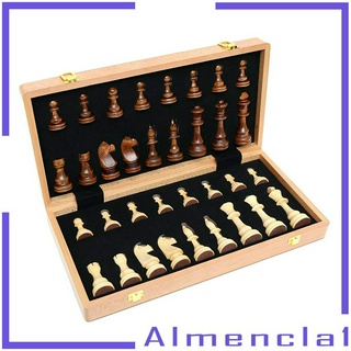 [ALMENCLA1] Wooden Standard Game Classic Chess Set Foldable Board Storage Box Gift