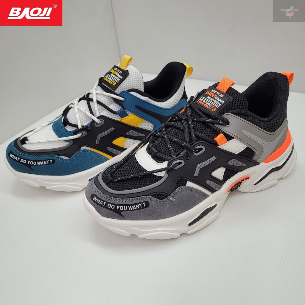 BAOJI ของแท้ 100% รองเท้าผ้าใบชาย รุ่น BJM542 สีดำเทา/สีน้ำเงินเทา SIZE 41-45