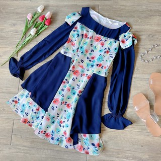 Navy Floral Dress DI8102