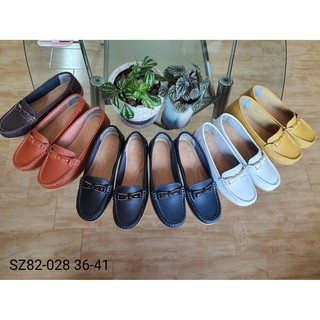 SZ82-028 รองเท้าหนังแท้หน้าโบสีตามรองเท้าไซส์36-41