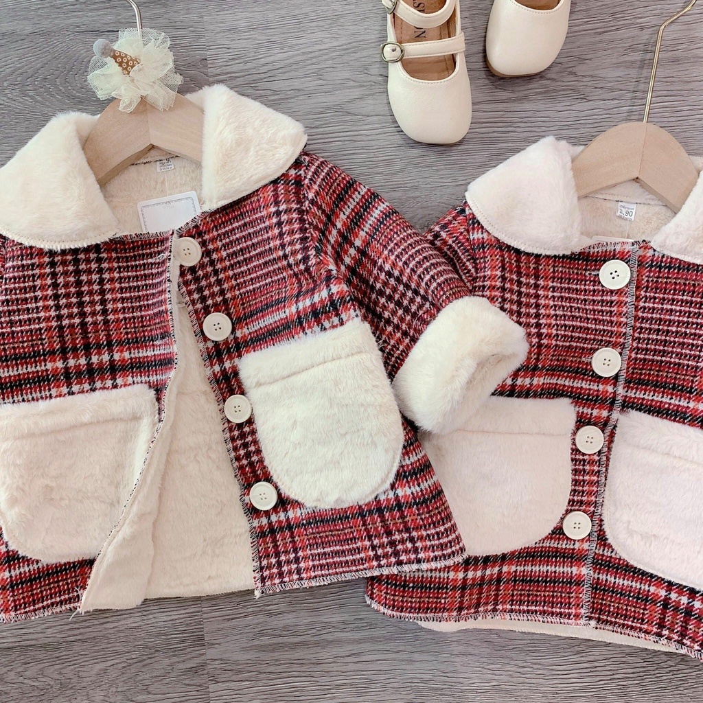 เสื้อแจ็คเก็ตเด็กผู้หญิงพร้อมลายทาง PATTERN ซับในผ้าฝ้ายผ้าสักหลาดคุณภาพสูง