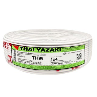 สายไฟ THW สายไฟ THW IEC01 YAZAKI 1x4 ตร.มม. 100 ม. สีขาว สายไฟ งานระบบไฟฟ้า ELECTRIC WIRE THW IEC01 YAZAKI 60227IEC01 1X