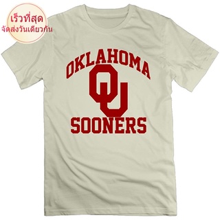 100%cotton เสื้อยืดผู้ชาย Que87hyky Mens Oklahoma Sooners 100% Cotton O Neck T-Shirt men เสื้อ ยืด ผู้ชาย คอกลม โอเวอร์