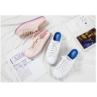 Keds Moxie Mule ผ้าทอสีขาว / ชมพู