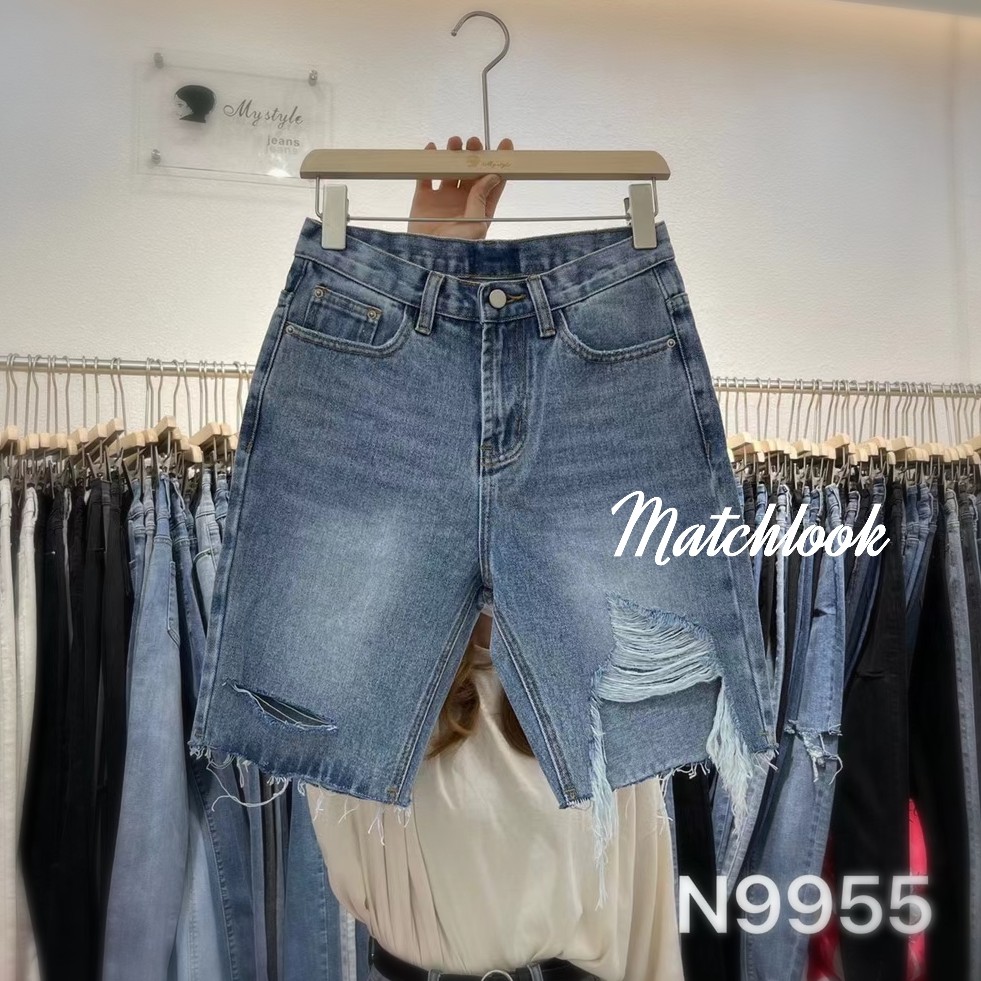 N9955# กางเกงยีนส์ขา 3ส่วน My Style