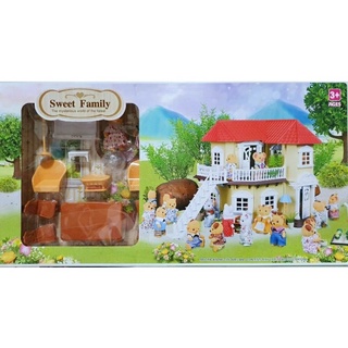 T.P. TOYS SWEET FAMILY บ้านตุ๊กตากระต่าย บ้าน 2 ชั้น พร้อมชุดรับแขก สำหรับบ้านกระต่าย Happy Family