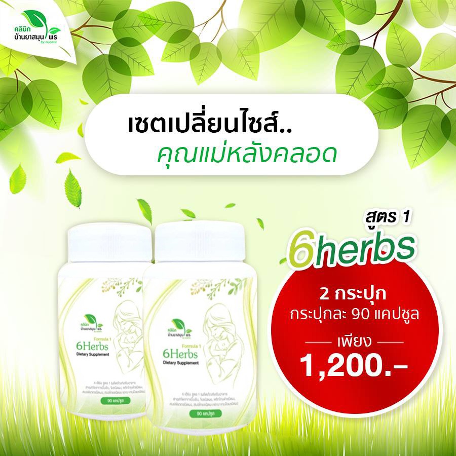 (เซตเปลี่ยนไซส์คุณแม่ 2 กระปุก) 6herbs สูตร1 สมุนไพรบำรุงน้ำนม เพิ่มน้ำนม เร่งเผาพลาญ