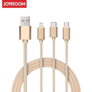 Joyroom JR-S320 Gold Color 1.28M Nylon Cable Micro USB + Type C + 8 Pin 3 In 1 USB Cable