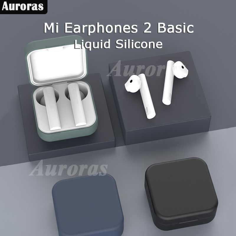 Auroras For Mi True Wireless Earphones 2 Basic Case Bluetooth Headset Charging Box Protector Cover Liquid Soft Silicone Casing for Xiaomi Mi Earphones 2 Basic