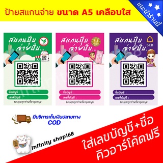 ป้ายสแกนคิวอาร์โค้ด รับเงิน QR code รับโอนเงิน ชำระเงิน ป้ายเลขบัญชี ป้ายบอกเลขบัญชี