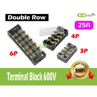 [พร้อมส่ง] กล่องต่อสายไฟ บล็อกต่อไฟ 3P 4P 6P ตำแหน่ง 600V 25A Covered Barrier Terminal Block