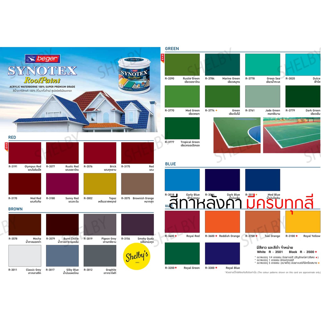 สีทาหลังคาเบเยอร์ ขนาด 1 Gl (3.785 ลิตร) Synotex Roof Paint | Shopee ...
