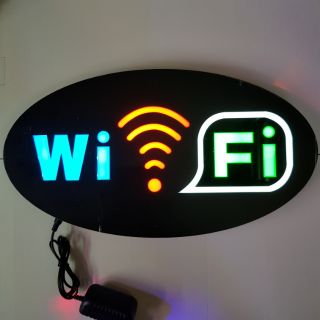 ป้ายไฟ อะคริลิคกันน้ำ WiFi วงรี