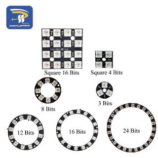 แหวนไฟ LED RGB 1 3 4 7 8 9 12 16 24 32 Bits WS2812 5050 RGB พร้อมไดรเวอร์ในตัว สําหรับ Arduino Diy