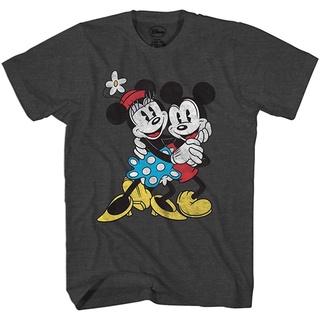 ผ้าฝ้าย 100%100%cotton เสื้อ ยืด ผ้า มัด ย้อม Disney Mickey &amp; Minnie Mouse Old School Love Vintage Clic Retro Adult Tee