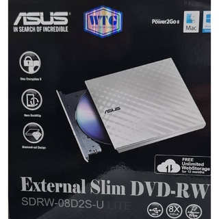 Asus Optical Drive External SDRW-08D2S-U LITE เป็นเครื่องเขียนดีวีดีแบบบางพกพาสะดวกที่มีความเร็ว 8 เท่า ดีไซน์ทันสมัย