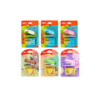 Deli 0452 Stapler Set ชุดเครื่องเย็บกระดาษ 12 แผ่น คละสี 1 คละลาย 1 ชิ้น ที่เย็บกระดาษแฟนซี เครื่องเขียน นักเรียน school