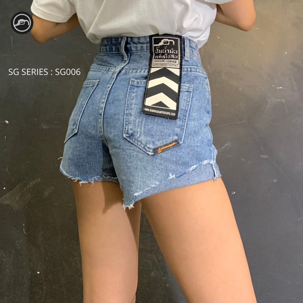 SG006 กางเกงยีนส์ขาสั้นผู้หญิง Lady Shorts Jeans (Gasoline & Garage) ปั๊มน้ำมันแก๊สโซลีน (SG)