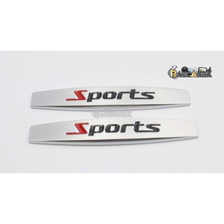Sports สติ๊กเกอร์โลหะติดรถยนต์ โลโก้ตัวอัษร Sports โลโก้ติดรถ Sticker สติกเกอร์ติดรถ โลโก้Sports Logo สีแดงดำ