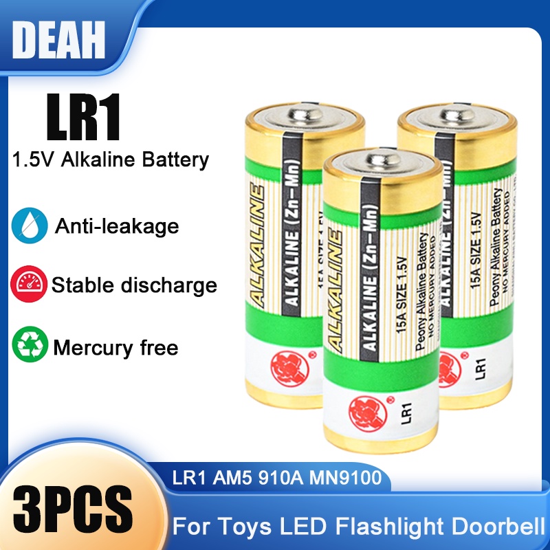 แบตเตอรี่ 3pcs Lr1 Am5 E90 Am5 Mn9100 N Size 15v Alkaline Battery For Doorbell Toys Clocks 9734