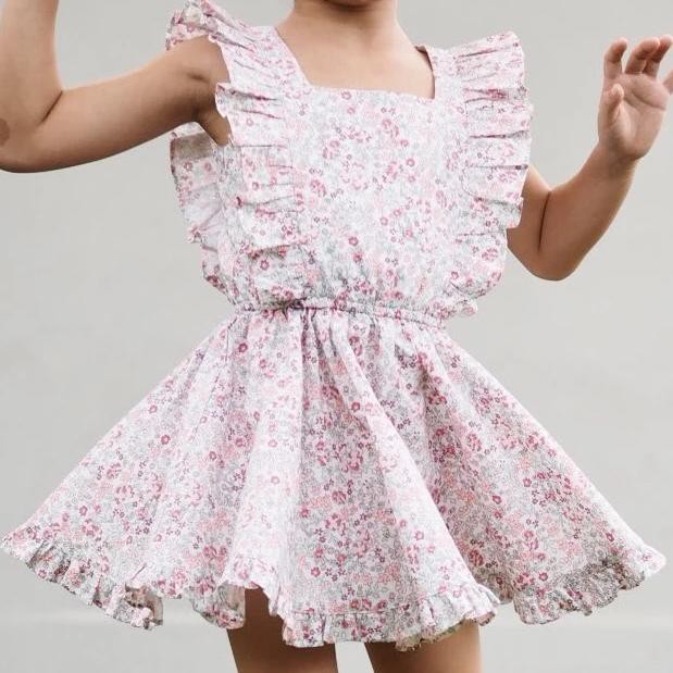 ชุดเดรสวินเทจ Kids Floral Ruffles G210EE001A