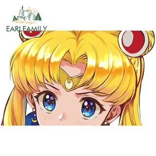 Earlfamily สติกเกอร์ไวนิล Sailor Moon ป้องกันรอยขีดข่วน ขนาด 13 ซม. x 8 ซม. สําหรับตกแต่งรถยนต์ รถจักรยานยนต์