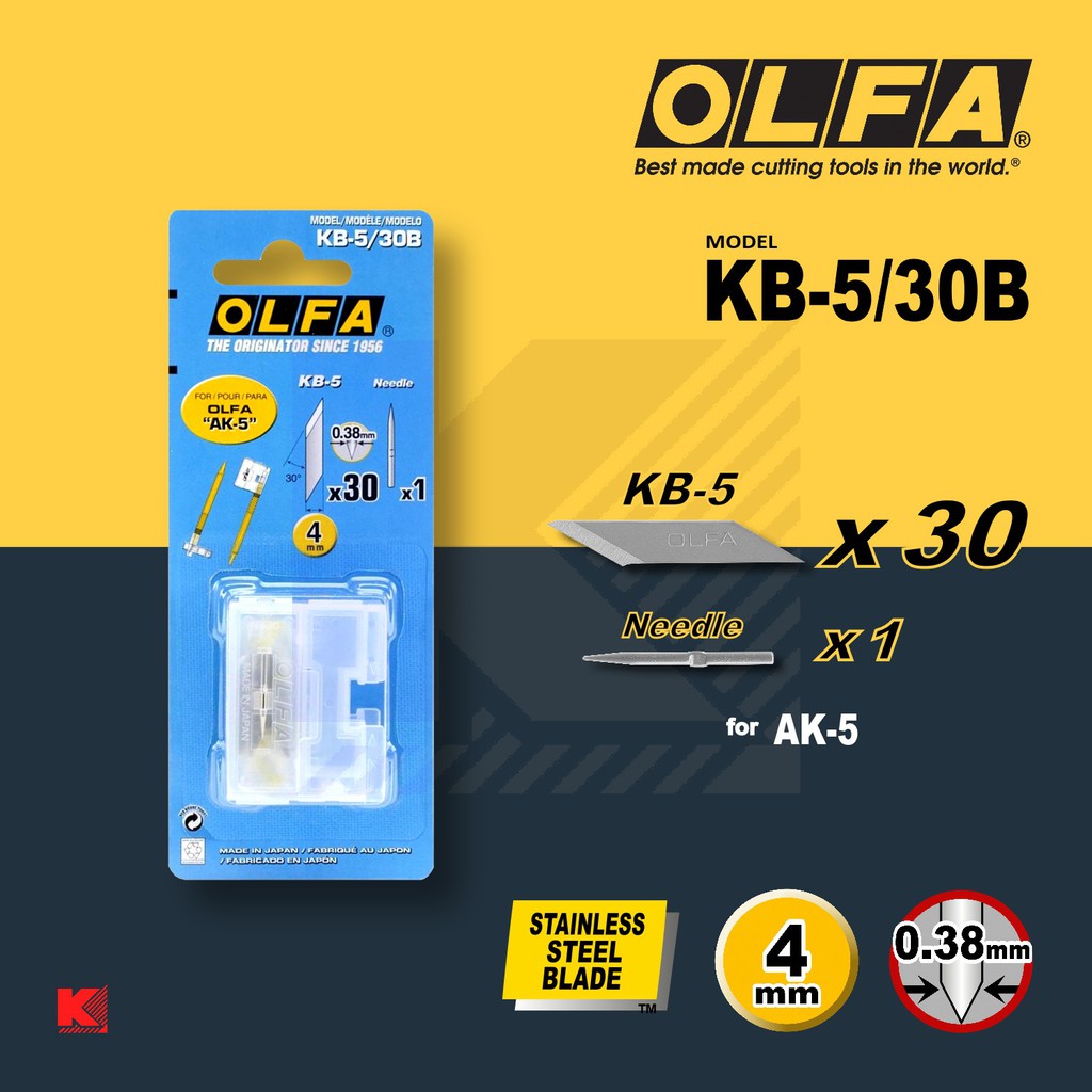 OLFA ใบมีดคัตเตอร์ KB-5/30B ใช้กับมีดคัตเตอร์ทรงปากกา OLFA รุ่น AK-5 art/design